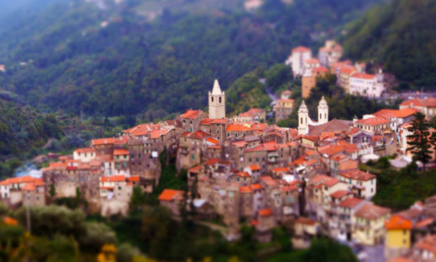 Medival village in Italy in tilt shift video