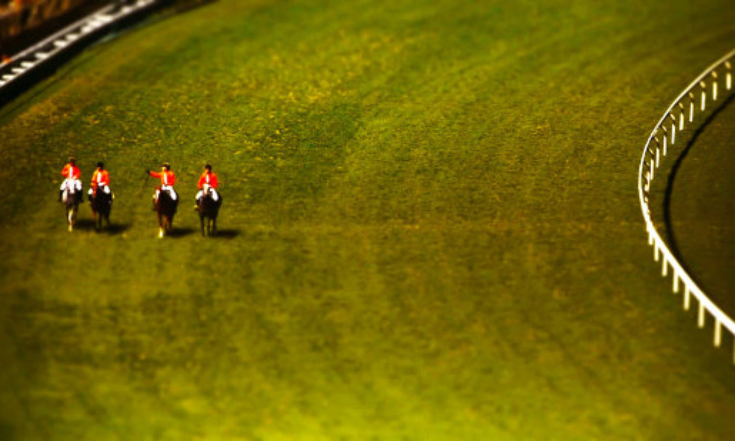 Horse race in Hong Kong in tilt-shift video