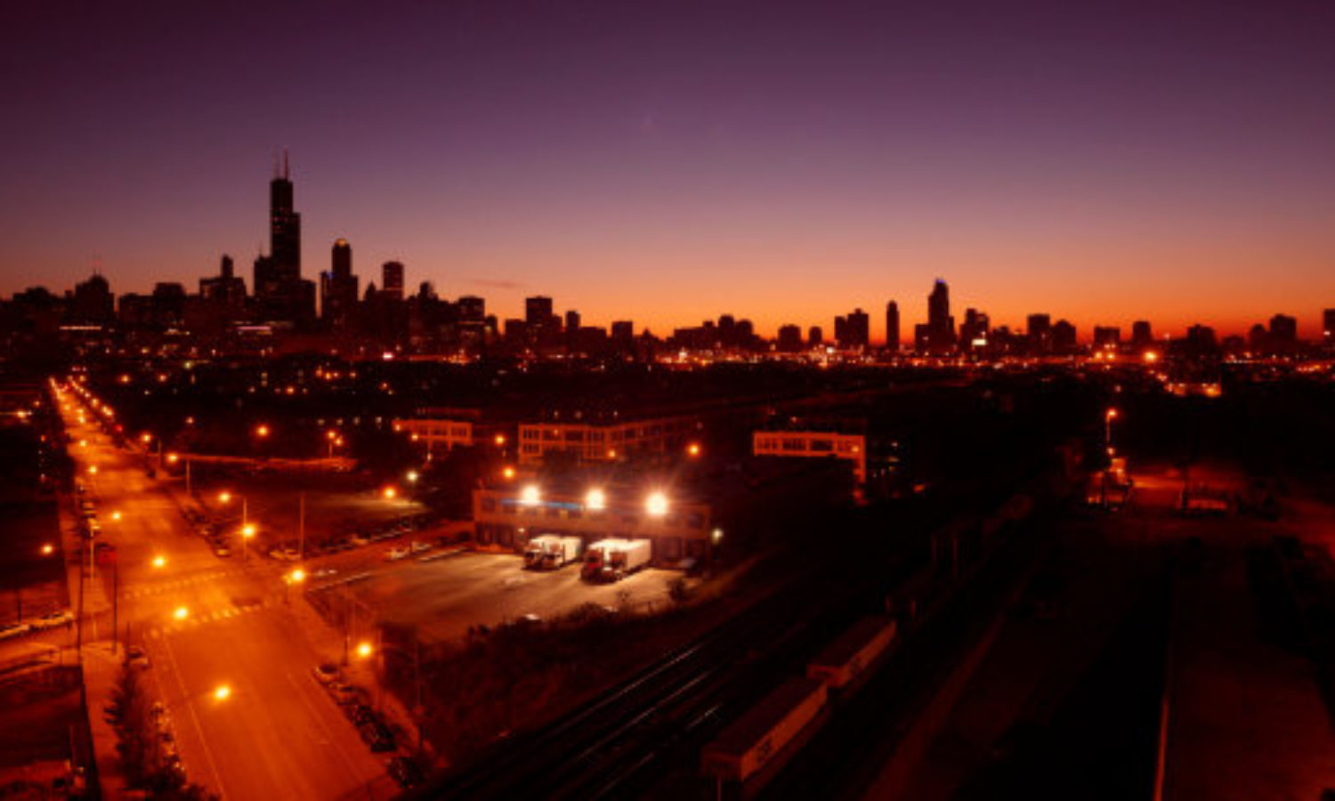 Night Skyline of Chicago in tilt-shift video