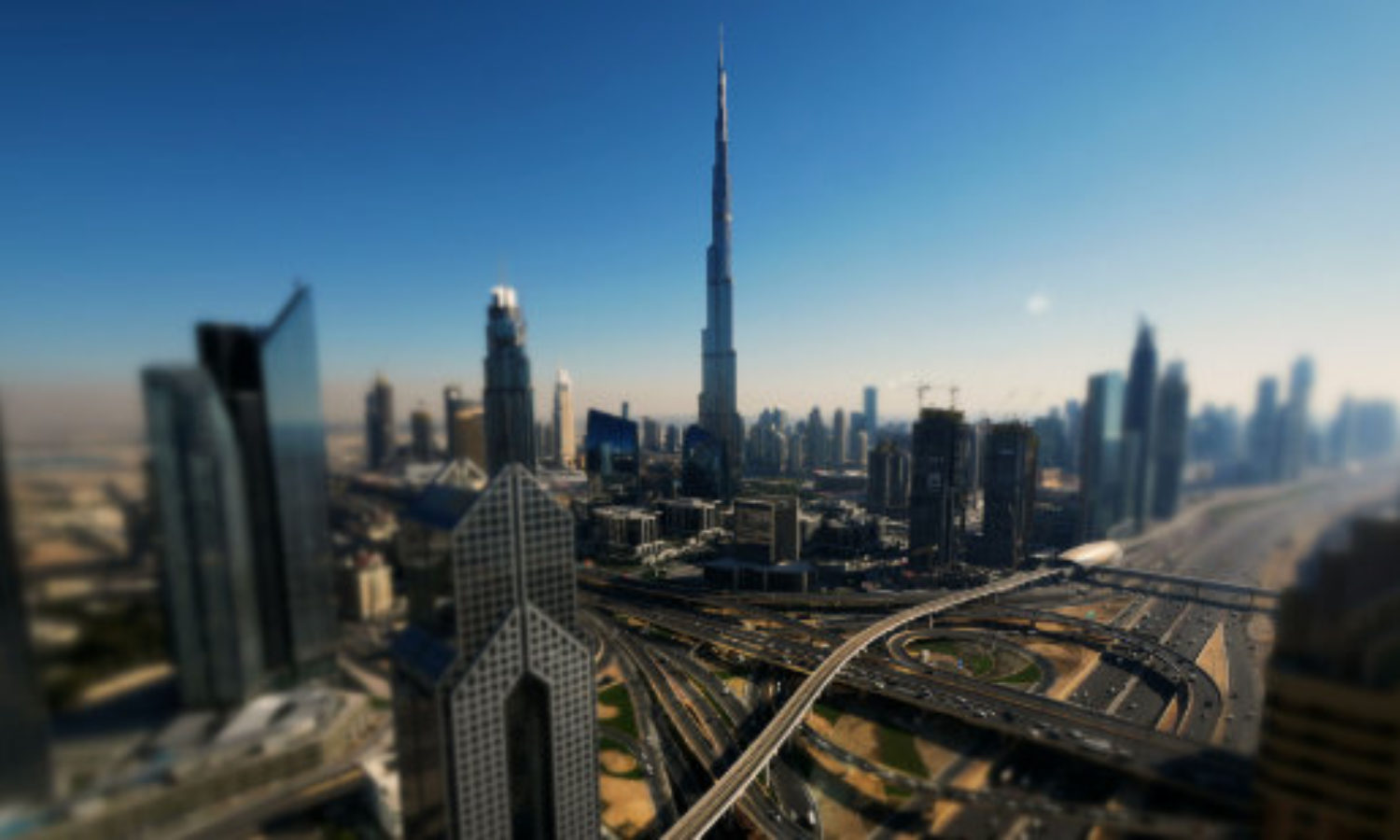 Day Skyline of Dubai UAE in tilt-shift video