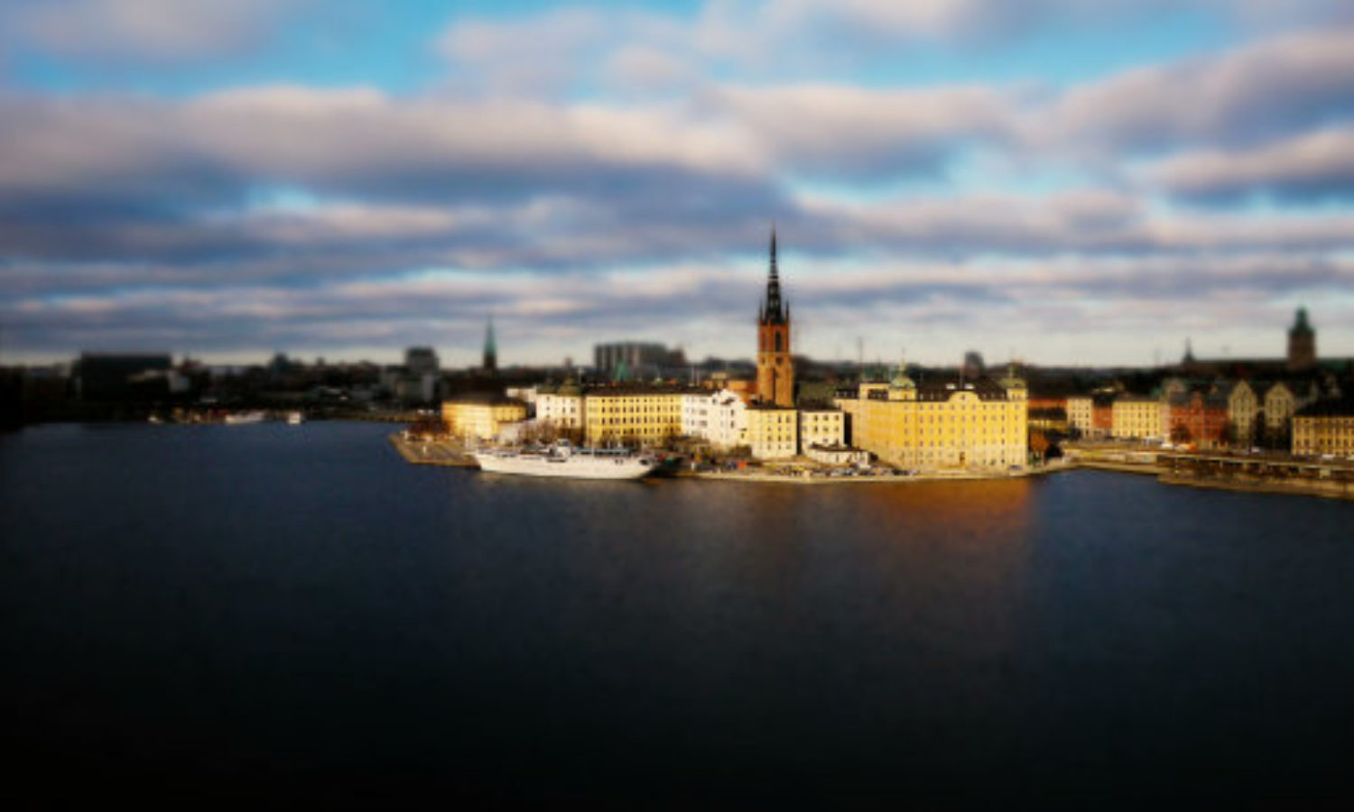 Day Skyline of Stockholm Sweden in tilt-shift video