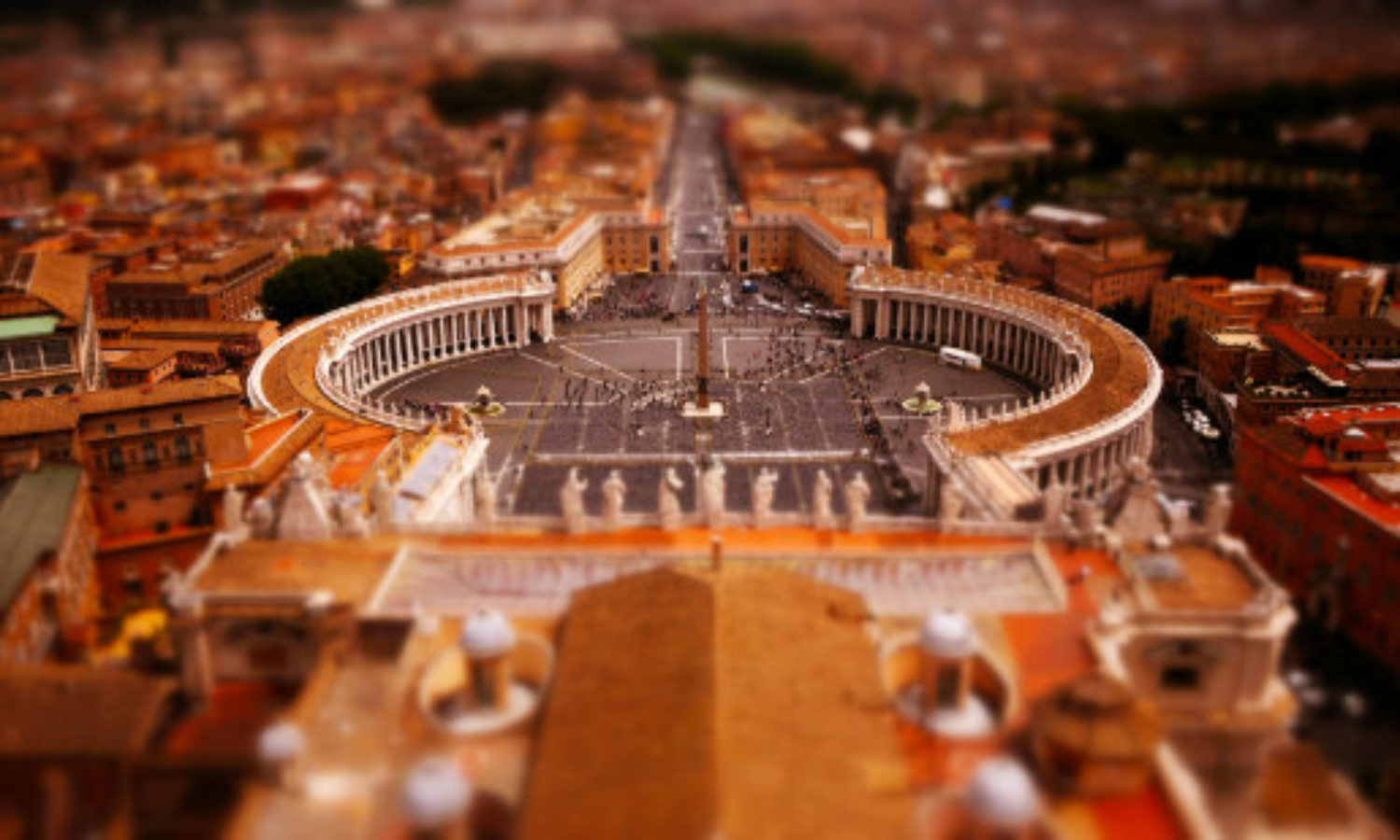 Aerial view of Vatican in Italy in tilt-shift video