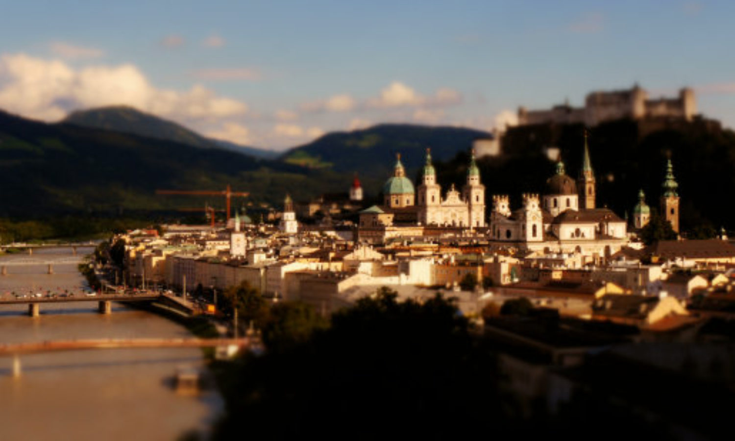Salzburg Austria Skyline in tilt-shift video